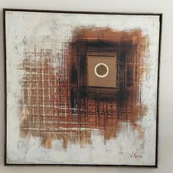Vintage Mid Century Textured Abstract Oil on Canvas painting by artist Richard V. Keane,