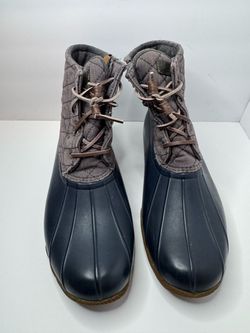 Sperry Gray & Navy Waterproof Rubber Boots Womens Size 10 M
