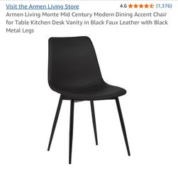 4 Black Faux Leather Dining Chairs
