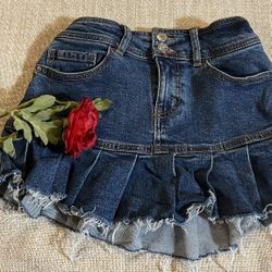 Wild Fable Jean Skirt Womens Size 2 Pleated Denim Schoolgirl