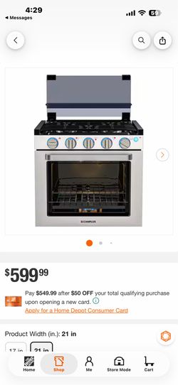 Shop CAMPLUX 21 in. 1.8 cu. ft. RV Propane Gas Range with 3-Burners and Convection Oven in Stainless Steel in Silver