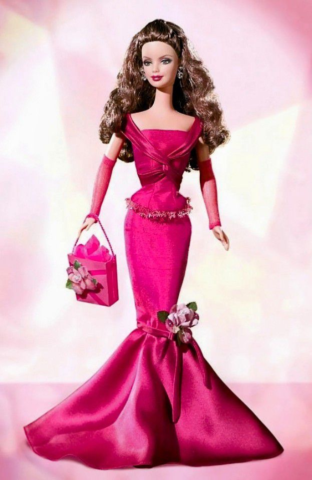 Birthday Wishes Barbie Doll Red Dress - July - Brunette 2004 Silver Label Mattel