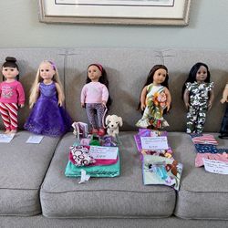 7 Different 18” Dolls- Our Generation, My Life As & Madame Alexander All Sold Separately