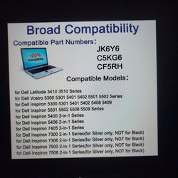 Jk6Y6 Laptop Battery Replacement For Dell ***Check Compatibility*** 
