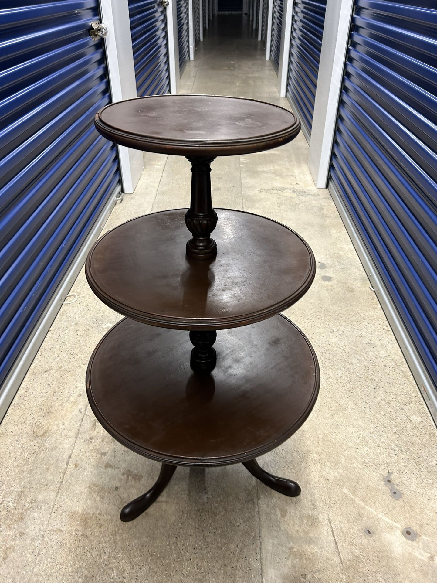 Antique Mahogany Three Tier Table 43 Inches Tall