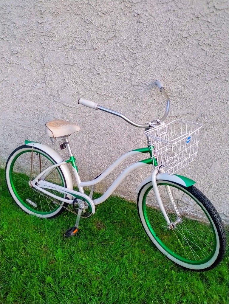 Classic Phat Cycle Sea Crest 26" Beach Cruiser Bike Bicicleta Basket