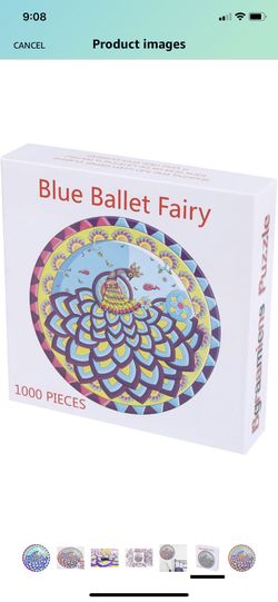 Bgraamiens Puzzle-Blue Ballet Fairy-1000 Pieces Round Puzzle Color Challenge Jigsaw Puzzles for Adults and Kids