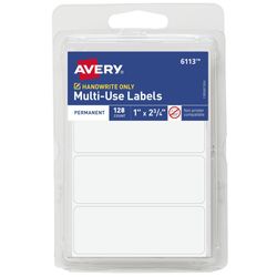 Avery Multi-Use Permanent Labels, 1" x 2-3/4", White, Non-Printable (6113)
