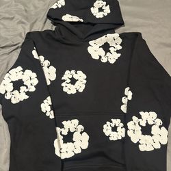 Men’s Large Black Denim Tear Hoodie 
