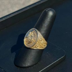 10K Yellow Gold JESUS head Handmade ring w/Artwork 7.5 grams size 9.75