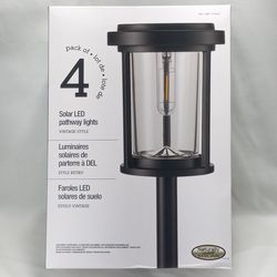 Solar LED Pathway Lights Vintage Style 4-Pack