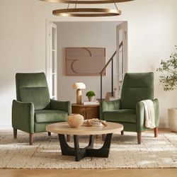 Mopio Arthur Recliner Chair, Olive Green Premium Velvet