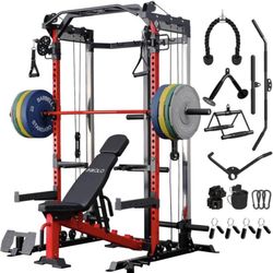 Brand new Mikolo Power Cage, Power Rack with Cable Crossover System, 1500LBS Squat Rack with LAT Pull Down System, Workout Cage with Pulley System for