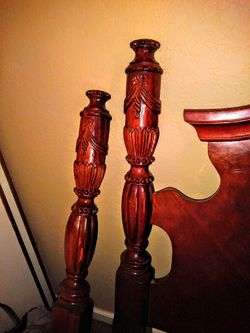 Cherry bed frame hand carved
