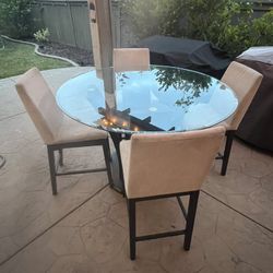 Round bar height Glass Table 