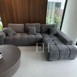 Grey Linen Sofa Sectional 