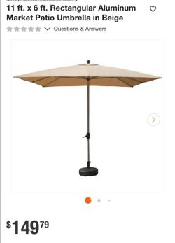 11x6 ft Rectangular Aluminum Patio Umbrella Beige