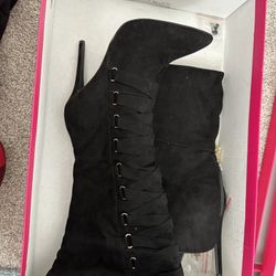 Black Shoedazzle Thigh Length Boots 9.5