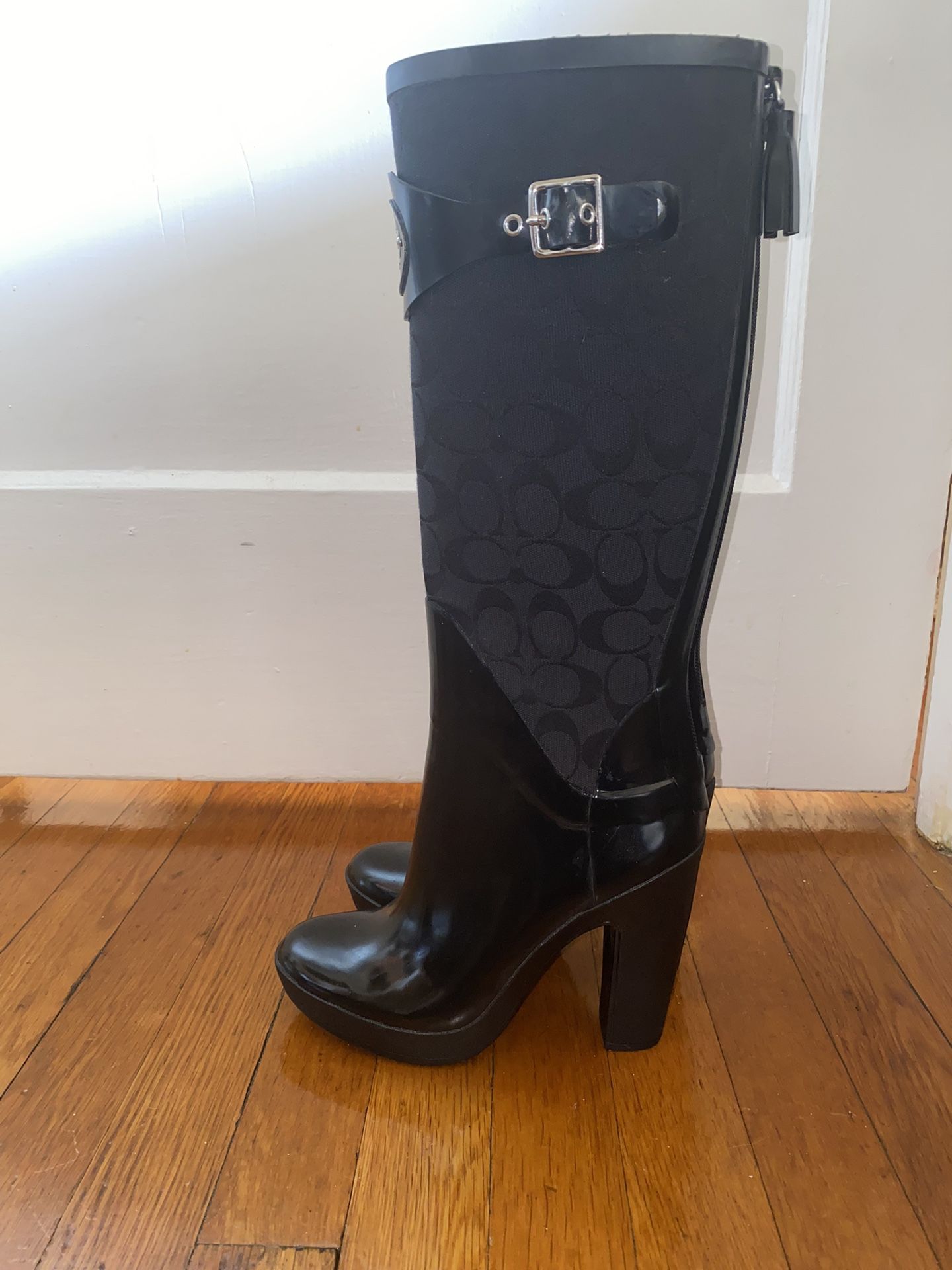 Vintage Coach Brenda Heeled Rain Boots size 6