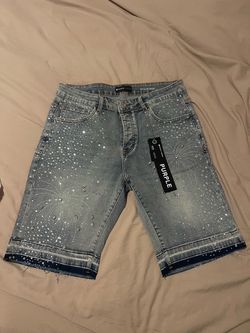Purple Brand Denim Shorts with Crystal Embellishments
