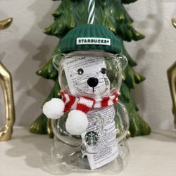 *NEW* Limited Edition Starbucks Bear Bearista Glass Cup Mug Tumbler 