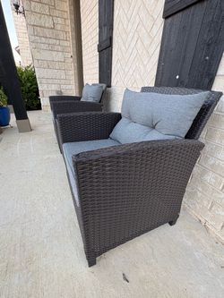 Outdoor Wicker Patio Chairs with Cushions – Set of 2