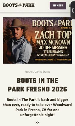 Boots In The Park Fresno 2026 Tickets