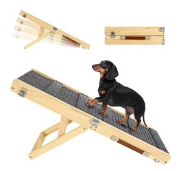 2026 Upgraded Dog Ramp For Couch, Foldable Small Dog Ramp For Sofa, 4 Adjustable Height From 13'' To 21", Portable Stable Pet Steps With Non-Slip Pad,