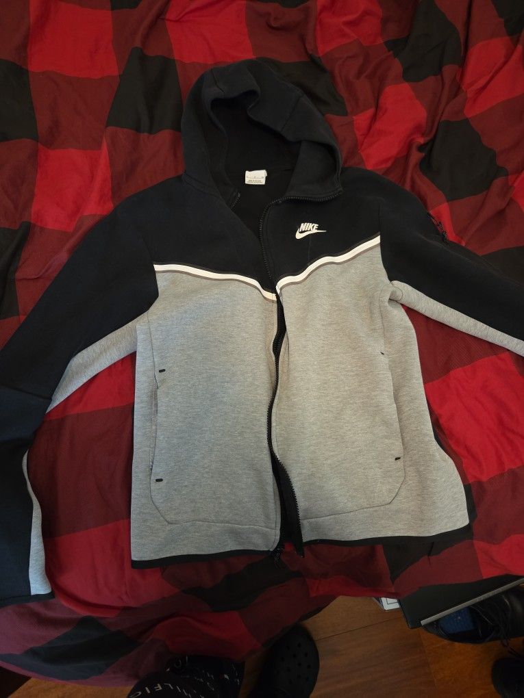 Black And Gray Nike Tech Fleece Jacket Size Small