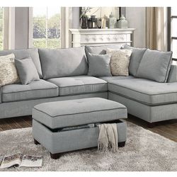 Gray Sectional Sofa With Ottoman (Free Delivery)
