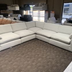 White Grey Feather Cloud Sectional 