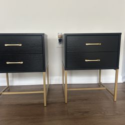 Black Night Stands With Gold Accents 