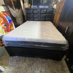 Queen Bed Frame and Mattress
