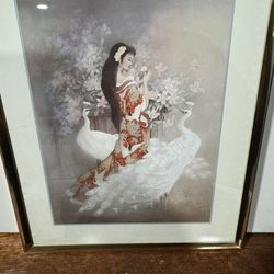 Beautiful Matted Fine Art Prints by T.C. CHIU ~ Asian Women, Birds 10x8