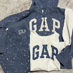 Gap Girls Outfit Set Hoodie And Shirt And Fleece Pants