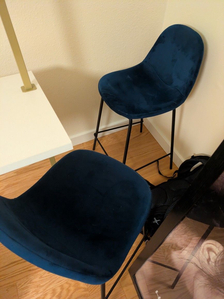 2 Counter Height Barstools - Blue
