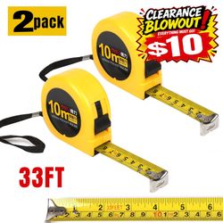 2-Pack 33FT Retractable Tape Measure with Wrist Strap