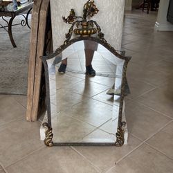 Antique Brass Mirror Beautiful !