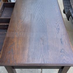 Custom solid Oak Desk / Table With Two Drawers 