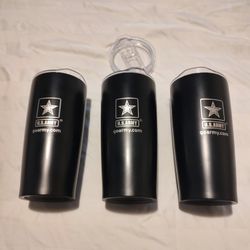 US Army Go Army Tumbler Coffee Cup Lot Of 3