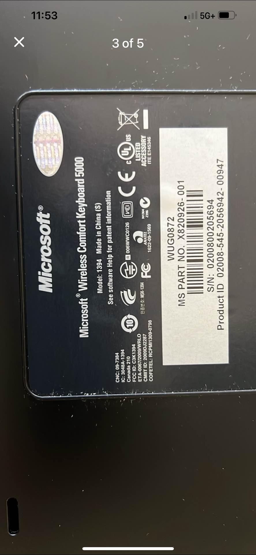 Microsoft Wireless Comfort Keyboard 5000