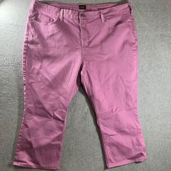 Lee Denim Capri Pants Womens 22 Orchid Pink Mid Rise Stretch Cropped Jeans 22M