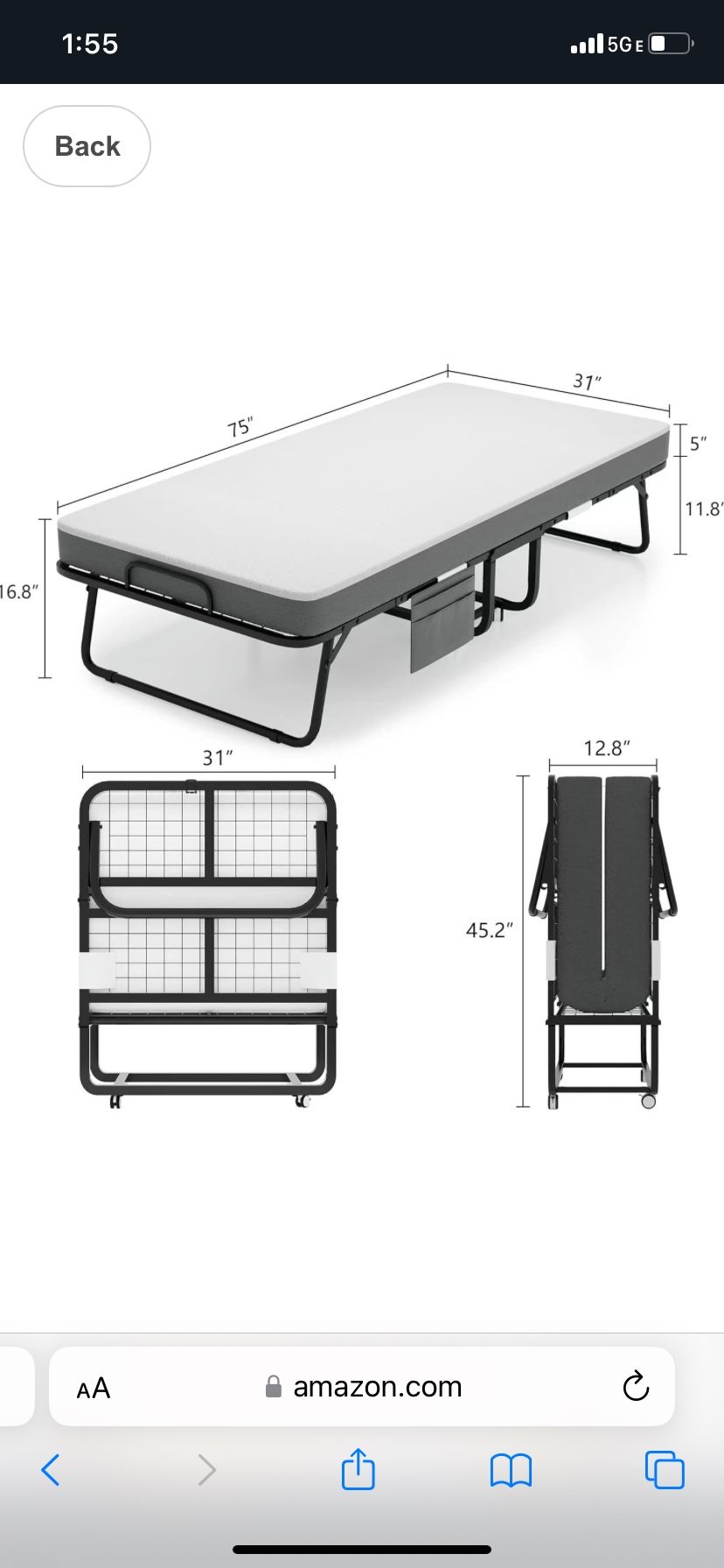 Brand New Rolling Bed With Matress For $160