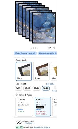 16x22 Picture Frame Set of 6 for Photo Poster  (m13)