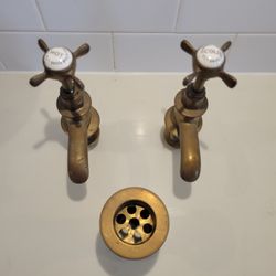 Vintage Samuel Heath & Sons Brass Faucet Set