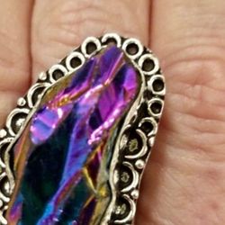 Druzy Stone Ring One Of Kind Sz 8