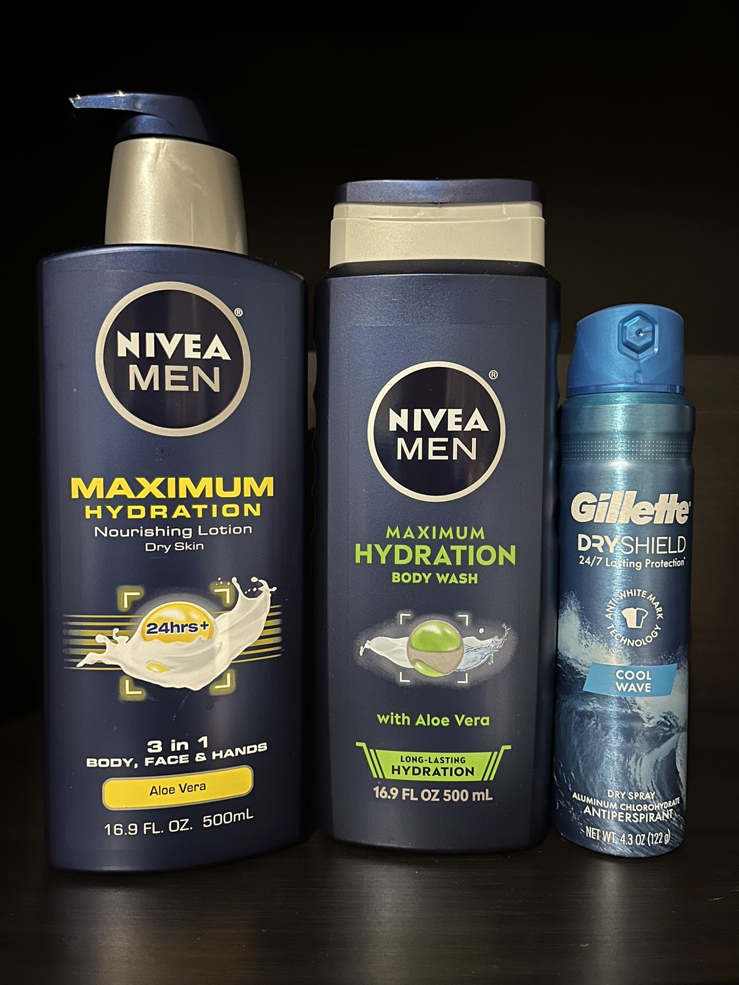 NOW $13.99 (PACK OF 3) NÍVEA BODY LOTION / BODY WASH AND GILLETTE DEODORANT BODY SPRAY
