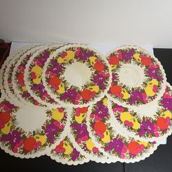14 Vintage Hallmark Paper Scallop Placemats 60s Holiday Fruit Floral Design