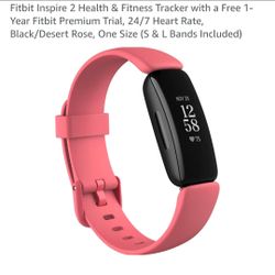 Fitbit Inspire 2 Health & Fitness Tracker with a Free 1-Year Fitbit Premium Trial, 24/7 Heart Rate, Black/Desert Rose, One Size (S & L Bands Included)