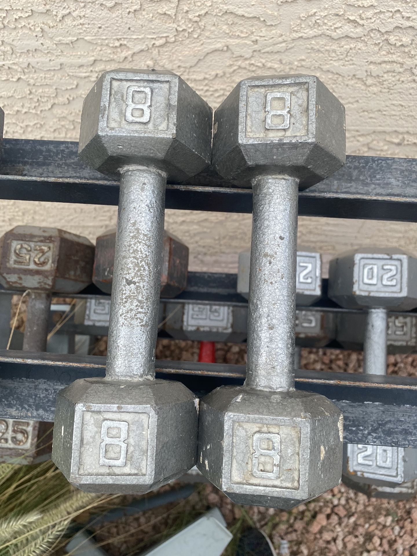 8lb Hex Iron Dumbbell Set Weights 